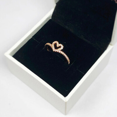 PANDORA Ring Roségold funkelnder Wishbone Herzring - 189302C01