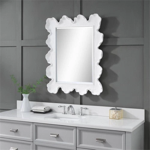 Uttermost Sea Coral Coastal Glass and Resin Mirror in Matte White - Picture 7 of 12