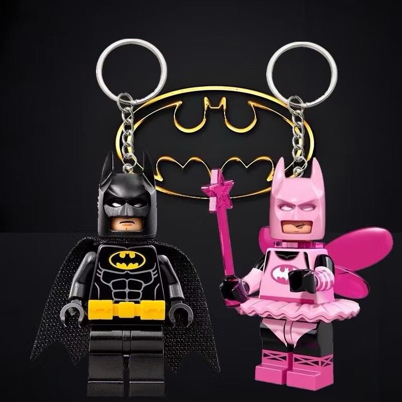 Exclusive Pink Fairy Batman Lego Keychain Valentine's Day Couple