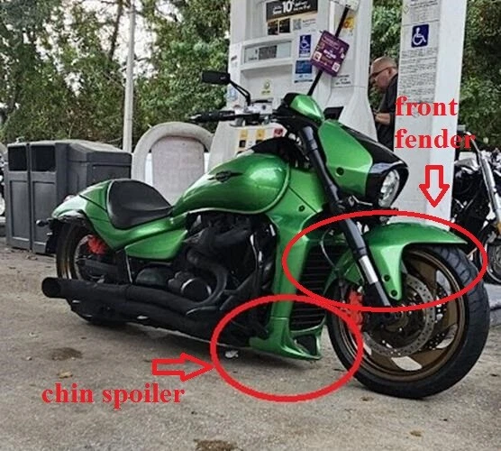 Guardabarros delantero + alerón de barbilla apto para Suzuki Intruder M109R Boulevard 2006-UP Foto 4 de 4