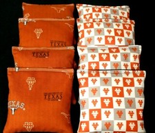 8 ACA REGULATION CORNHOLE BEANBAGS made w UNIVERSITY of TEXAS LONGHORNS