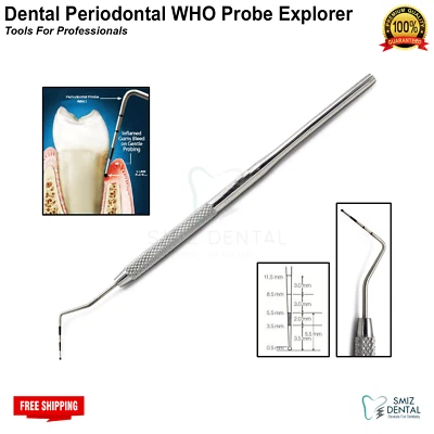 SMIZ DENTAL® Dental WHO PROBE BALL EENDED BPE PROBES Marking Color Coated Periodontal Probes