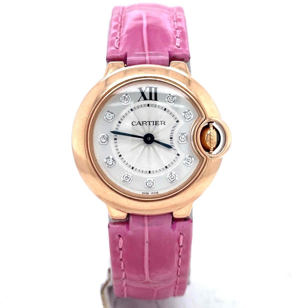 Cartier Ballon Bleu Quartz 28mm 18k Rose Gold Diamond Dial Ladies