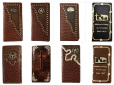  Longhorn, Star, Praying Cowboy Men Western Wallets Bifold Check Book Style