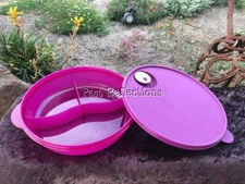 TUPPERWARE LARGE 2L CRYSTALWAVE DIVIDED MICROWAVE BOWL  PINK PURPLE