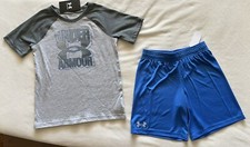 UNDER ARMOUR Little Boy's Tee Shirt Shorts Outfit, 2-Piece Set