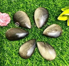 Wholesale Lot 6 PCs  Natural Gold Sheen Obsidian Cab 1.7”-2” Crystal Healing
