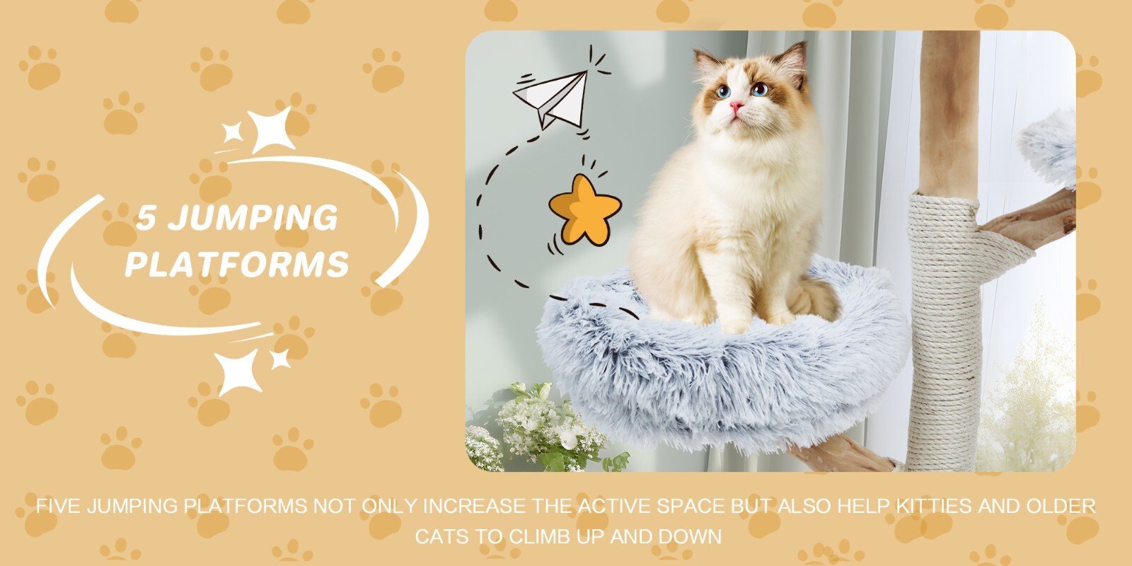 ZEOPHOL 52" Cat Tree Large Condo Pet Play Tower Cat Bed Furniture Scratch Post