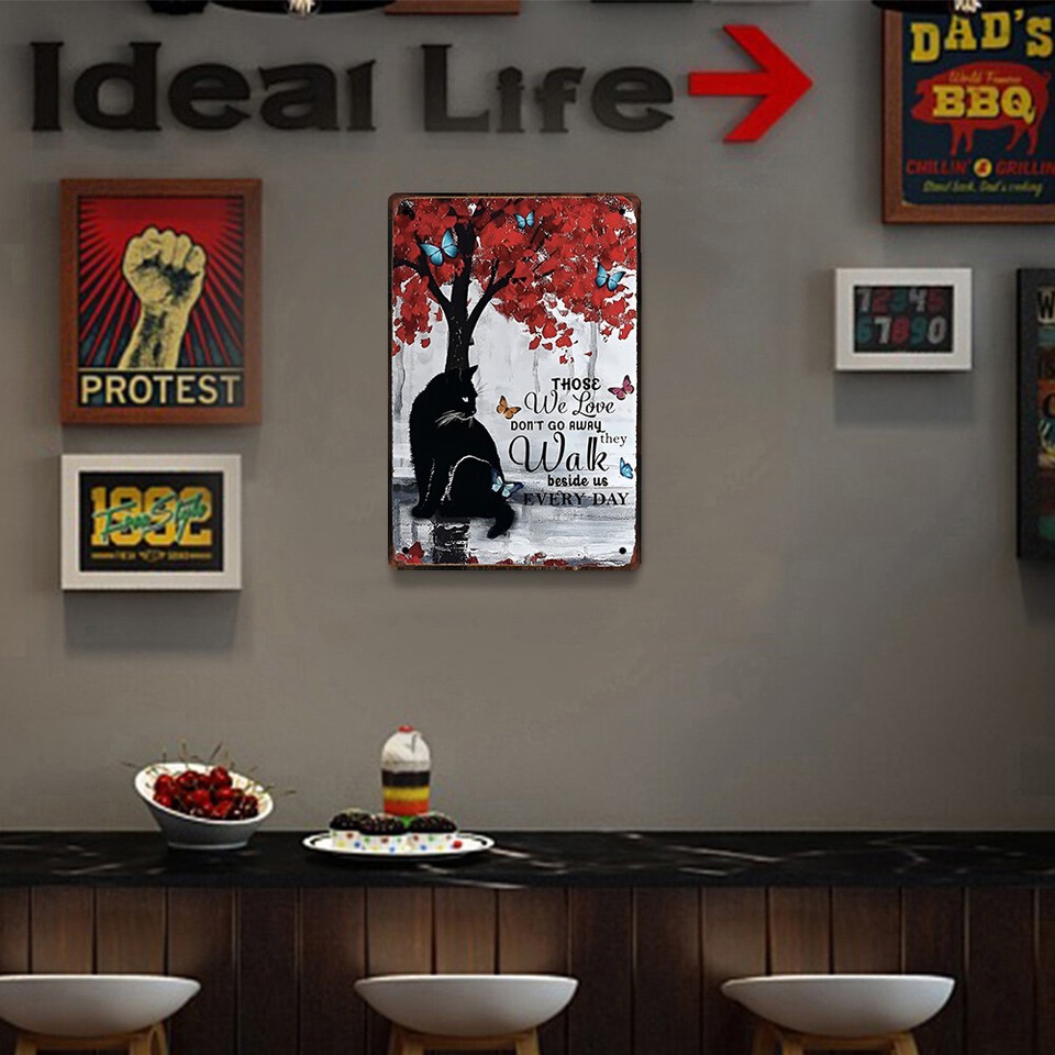 Black Cat Uunder Tree Plate Metal Tin Sign for Bar Pub Decorative Iron