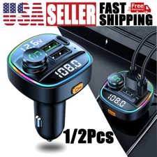 Bluetooth 5.0 Car FM Transmitter with USB PD Charger Wireless Audio Adapter AUX