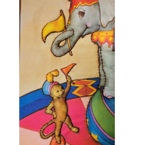 Vintage Elephant 3D Nursery Decor Quilted Circus Wall Hanging - Picture 3 of 5