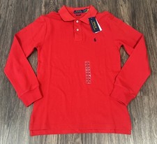 Polo Ralph Lauren Kids Long Sleeve Classic Red Mesh Polo Shirt Size L 14-16