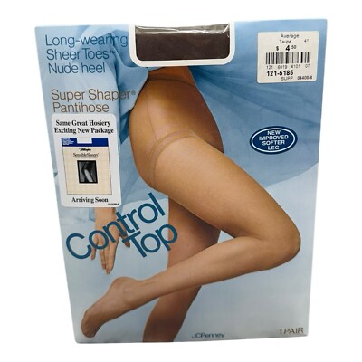 JCPenney Control Top Super Shaper Pantyhose Nude Heel Average Taupe Sheer Toes