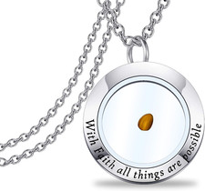 Faith Jewelry with Faith All Things Are Possible Mustard Seed Pendant Necklace