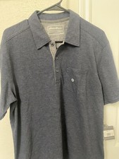 Eddie Bauer Polo Shirt Mens Large Blue  Grey Short Sleeve
