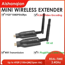 Portable Wireless HDMI Extender 1TX + 2RX Easy Setup for Projector, Home Theater