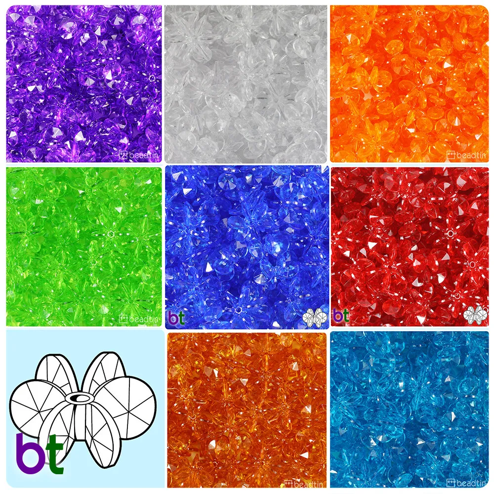 BeadTin Transparent 12mm SunBurst Plastic Craft Beads (450pcs) - Color  choice