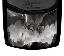 Gray Flame Fiery Dragon Scales Flying Hood Truck Wrap Vinyl Car Graphic Decal