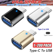LED USB-C 3.1 Male to USBA Female Adapter Converter OTG Type C Android Phone LOT