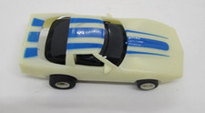 Tyco Nite Glow White w/Blue Stripe Chevy Corvette HO Slot Car Glow in the Dark