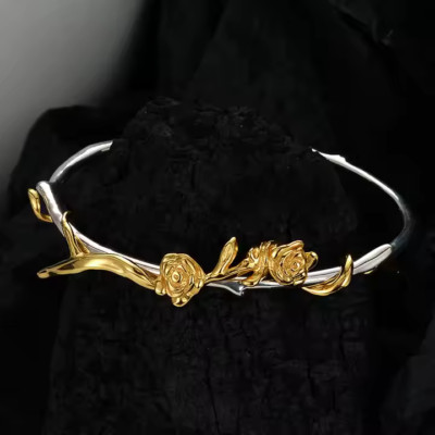 Armband zweifarbig Gold Silber Vintage Rosenzweig Sterlingsilber