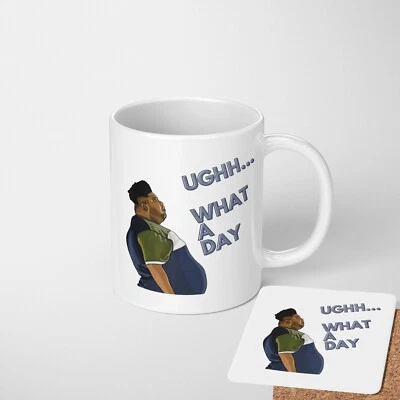 GIFTIMIZED Harvey What A Day Rude Funny Cheeky Gift Coffee Tea Mug + Coaster Option Him Her