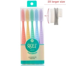 5PCS WangTa Double Wide Toothbrush Double Fine King Brush Curved Head dental