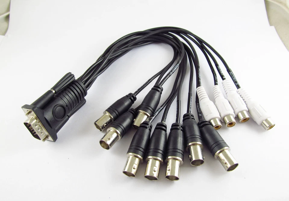 VGA HD 15 Pin 3 Row Male To 8x BNC + 4 RCA Connector CCTV Audio Video Cable Cord - Image 2 of 4