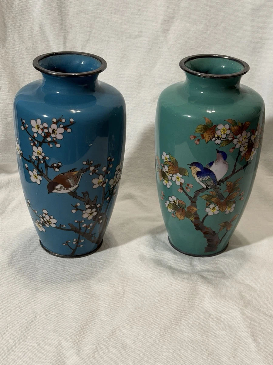 蓝色日本古董花瓶| eBay