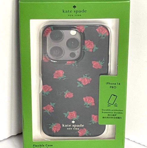 Kate Spade iPhone 14 PRO Case Floral Ditsy Rose Toss Black Red Hard Shell - Picture 8 of 8