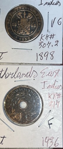 1857 - 1945 Netherlands East Indies 1 & 2.5 Cents VG - BU Condition 13 Coin Lot - Picture 4 of 16