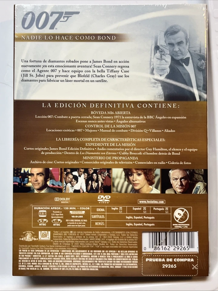 LOS DIAMANTES SON ETERNOS (DVD) BRAND NEW!!! SPANISH ARTWORK James Bond - Image 3 of 4