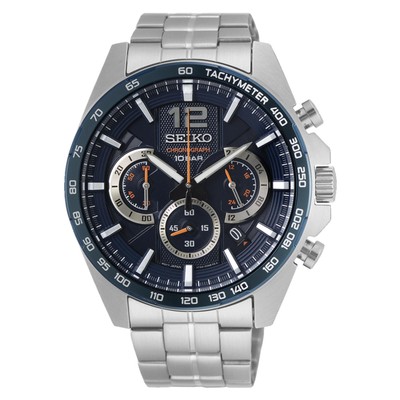 Seiko Conceptual Quartz Blue Chronograph Dial Steel Bracelet Men s Watch 