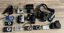 Lot of 14 Untested Digital Cameras Canon Sony, Sanyo Fuji Jvc Nikon All Kinds
