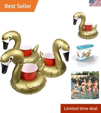 Stylish Gold Swan Inflatable Drink Holders - 3 Stylish Floats for Drinks