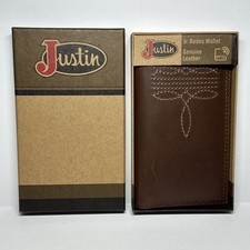 Justin Jr. Rodeo Genuine Leather Wallet with RFID Protection New With Box