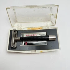 Vintage 1965 Schick Safety Razor w Plastic Case Milford Conn