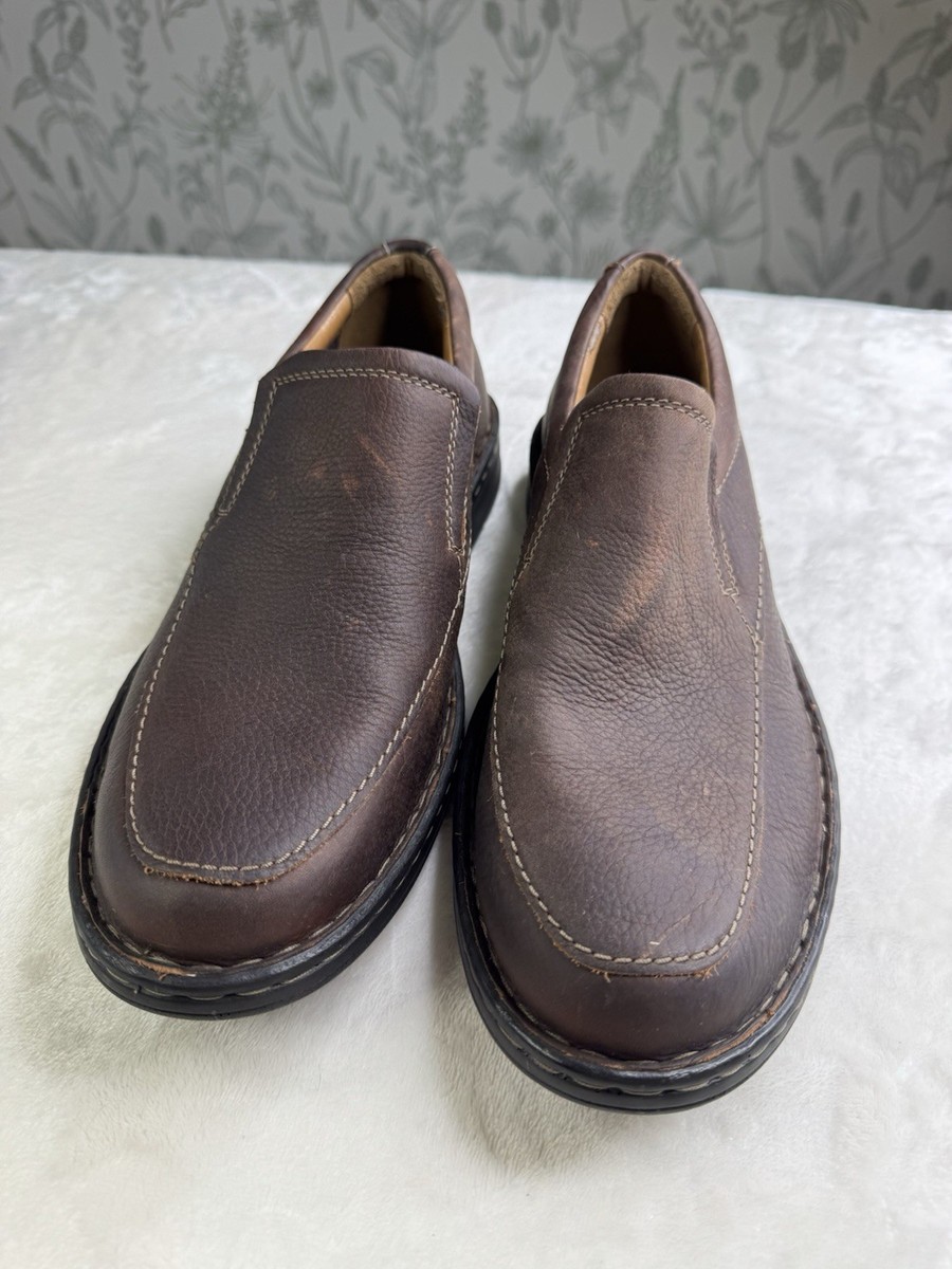 Clarks Mens Nature Size 11 Walk Brown Leather Casual Slip-On Loafer Shoes
