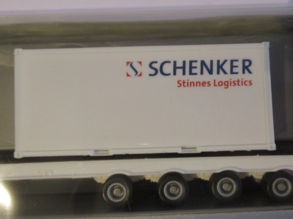 Selten ! Schenker Tieflader mit Kiste Stinnes Logistik , Herpa, OVP -TOP- - Bild 2 von 4