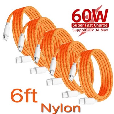 USB-C to USB-C Cable Fast Charger Charging Cord For Samsung iPhone Android Phone