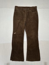 VTG Levis Pants Mens 34x30 Brown 646 Bell Bottom Flares Corduroy 70s Made in USA