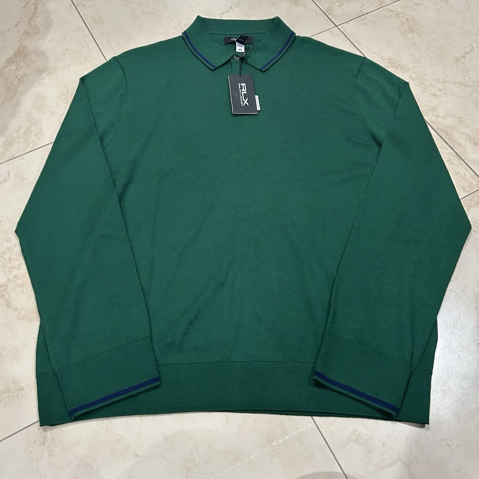 Men’s Ralph Lauren RLX Golf Wool Polo Shirt Size 2XL Lightweight Green