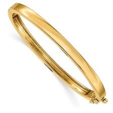 14k Yellow Gold 5.3mm Polished Solid Hinged Oval Bangle Bracelet