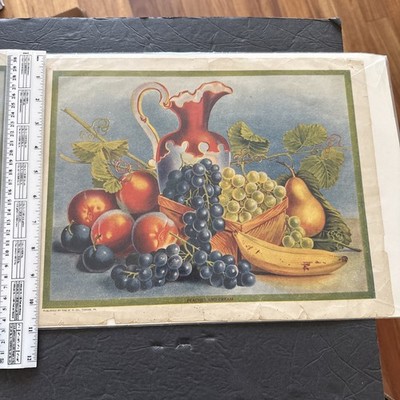 2 Antique Vintage Print Lithographs Still Life Fruit The W C Co Tyrone PA