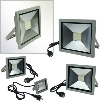 LED Fluter ''SlimLine'' 230V 30-100W extra flacher Außen-Strahler Garten Hof Lampe
