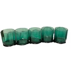 5 Set VTG Anchor Hocking  Essex Teal Aqua Green Double Old Fashioned 9.5 oz 3.75