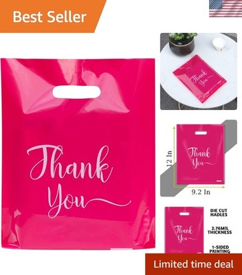 Thank You Bags Plastic Merchandise Bags Boutique Packing 100 Pack Pink