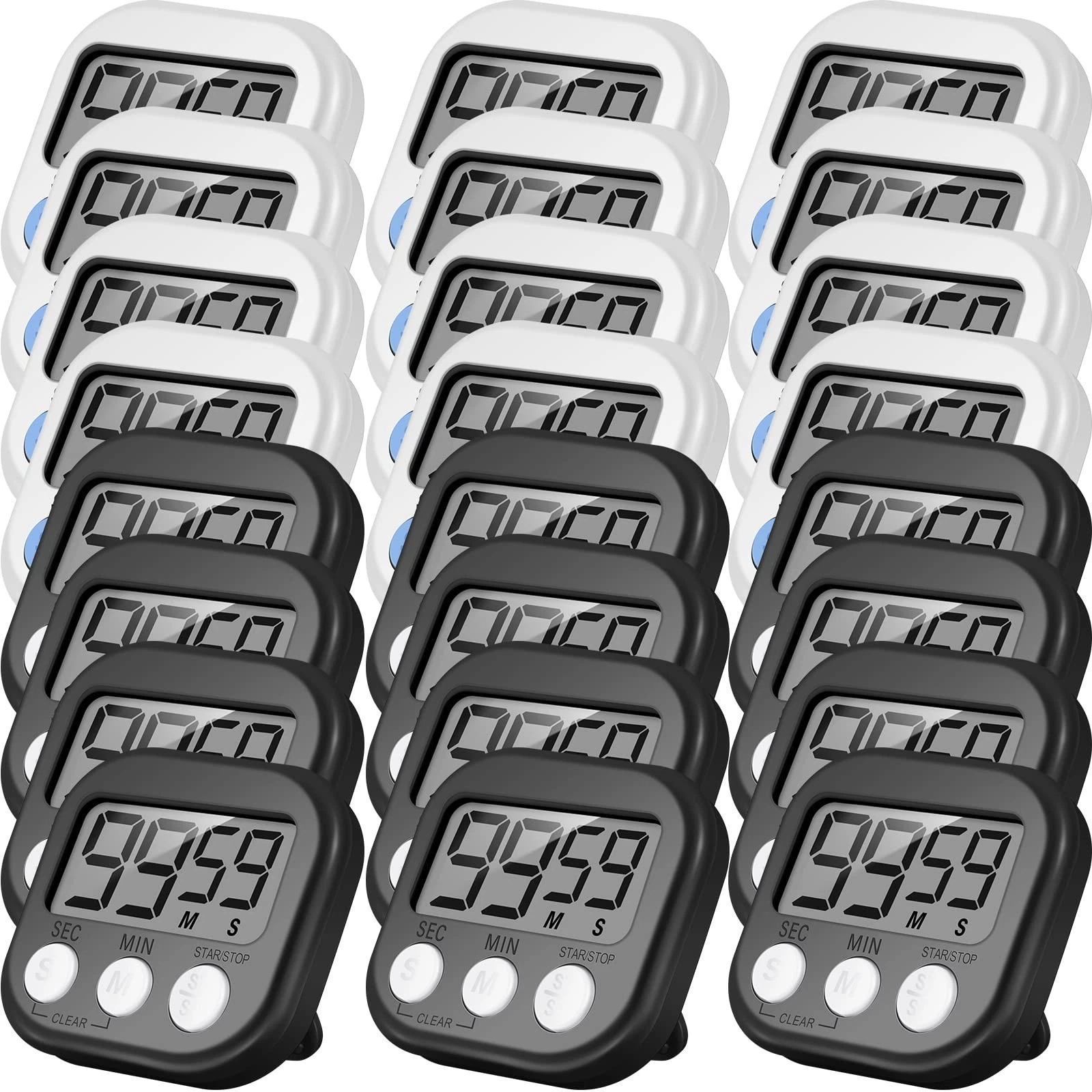 24 Pcs Digital Kitchen Timer Magnetic Timer Bulk On/Off Switch Minute Second ...