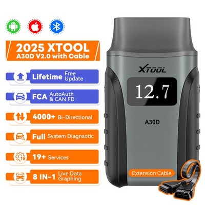 XTOOL A30D V2.0 + Cable BT Car OBD2 Scanner Auto Bi-Directional Diagnostic Tool