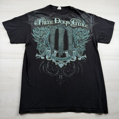 Vtg Three Days Grace Shirt Life Starts Now Gothic Band AOP Double Sided Y2K L